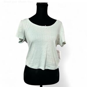 SO Kohl's Mint Color Short Sleeve Tee with Bow, Cadual Style , M